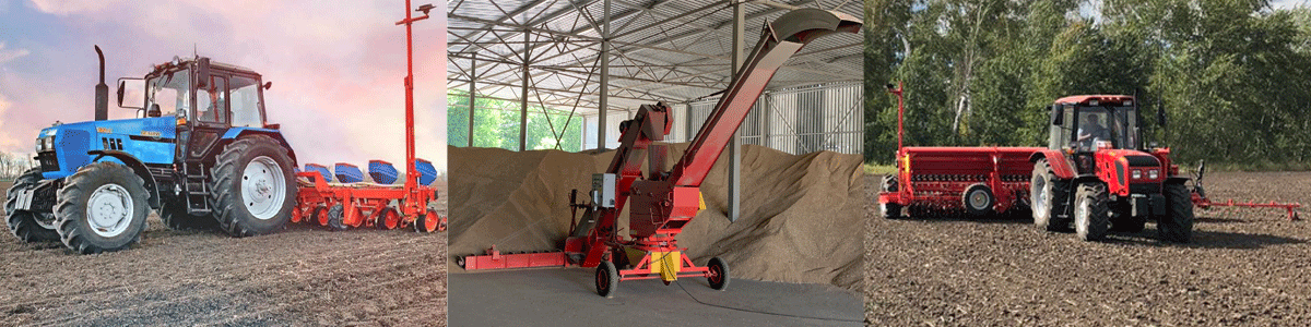 Machines for all kinds of grain cleaning, grain-throwers and loaders, bucket elevators